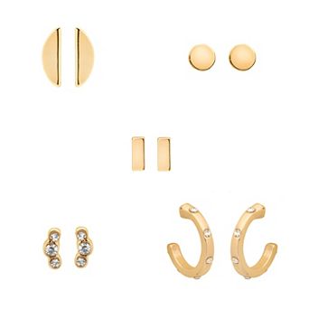 LC Lauren Conrad Gold Tone Multi-Shape 5 pc Earring Set