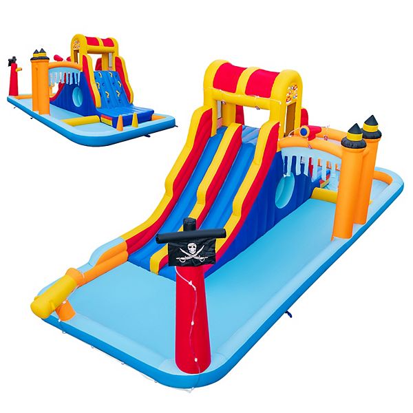 6in1 Inflatable Water Slide With Dual Slides And Cave Crawling Game