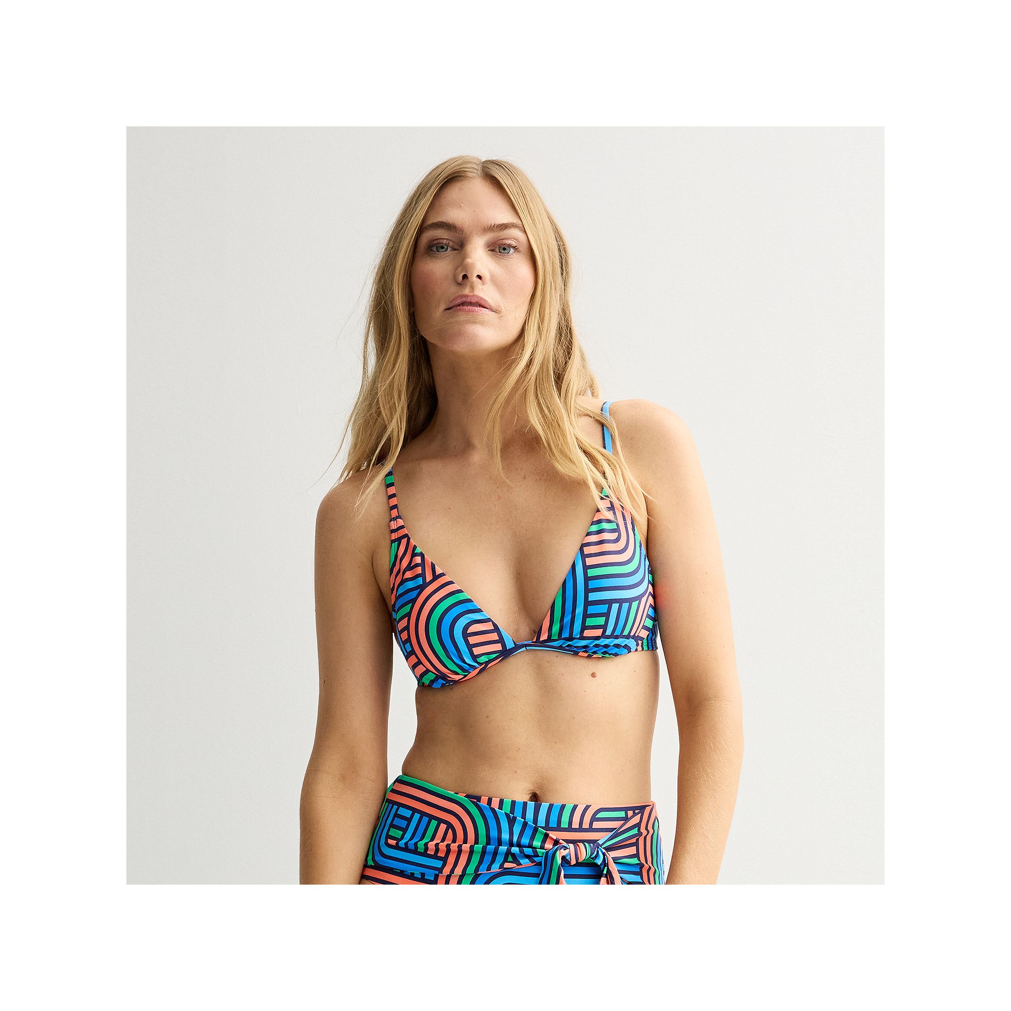Womens Freshwater Triangle Underwire Bra Swim Top, Size: XS, Regata Stripe