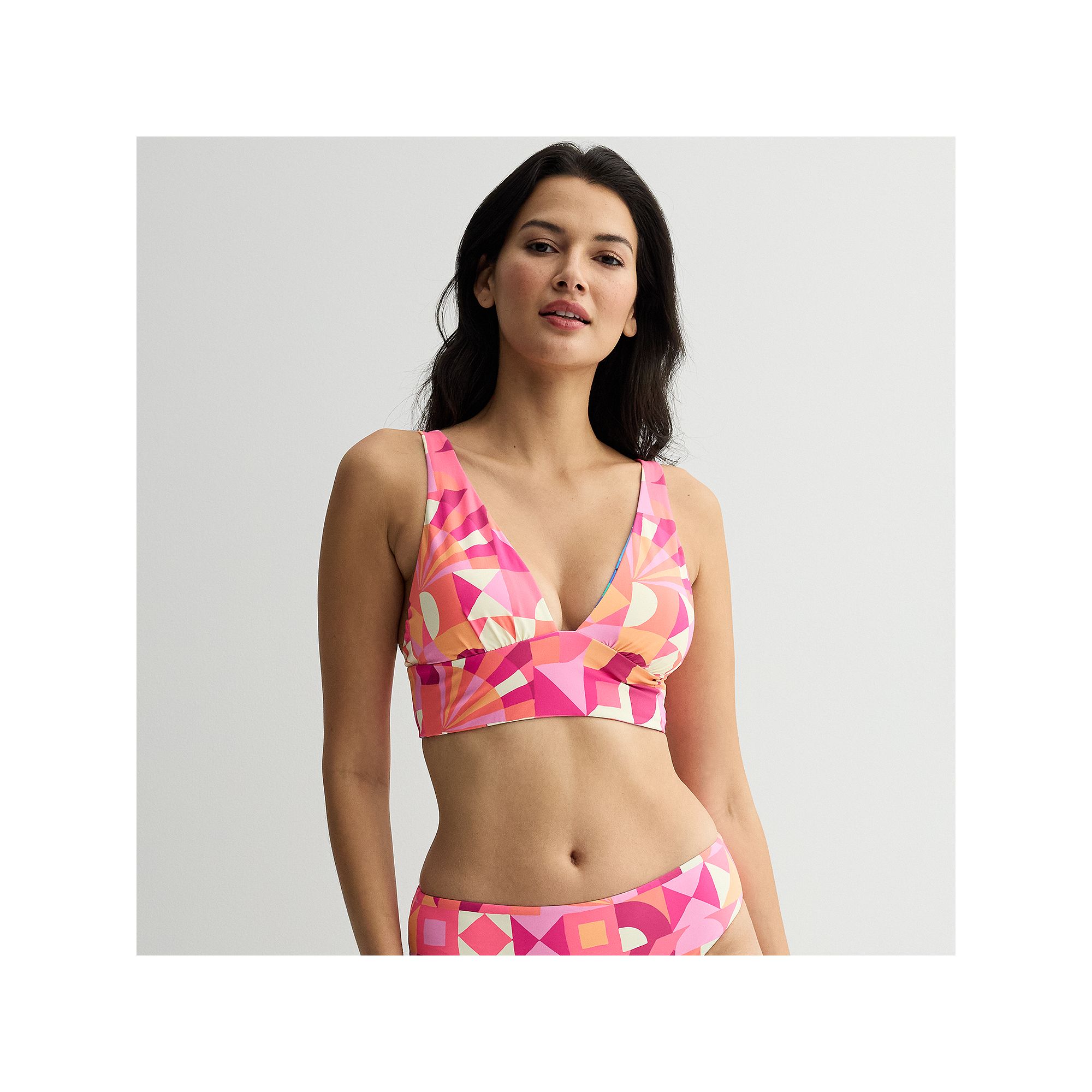 Womens Freshwater Reversible Triangle Banded Bra Swim Top, Size: XS, Kalei