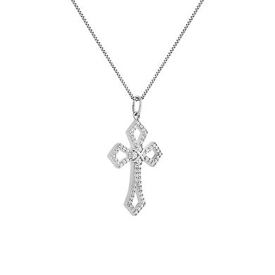 PRIMROSE Fine Silver Plated Pave Cubic Zirconia Cross Pendant Necklace