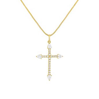 PRIMROSE Pave Cubic Zirconia Cross Pendant Necklace