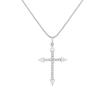 PRIMROSE Pave Cubic Zirconia Cross Pendant Necklace