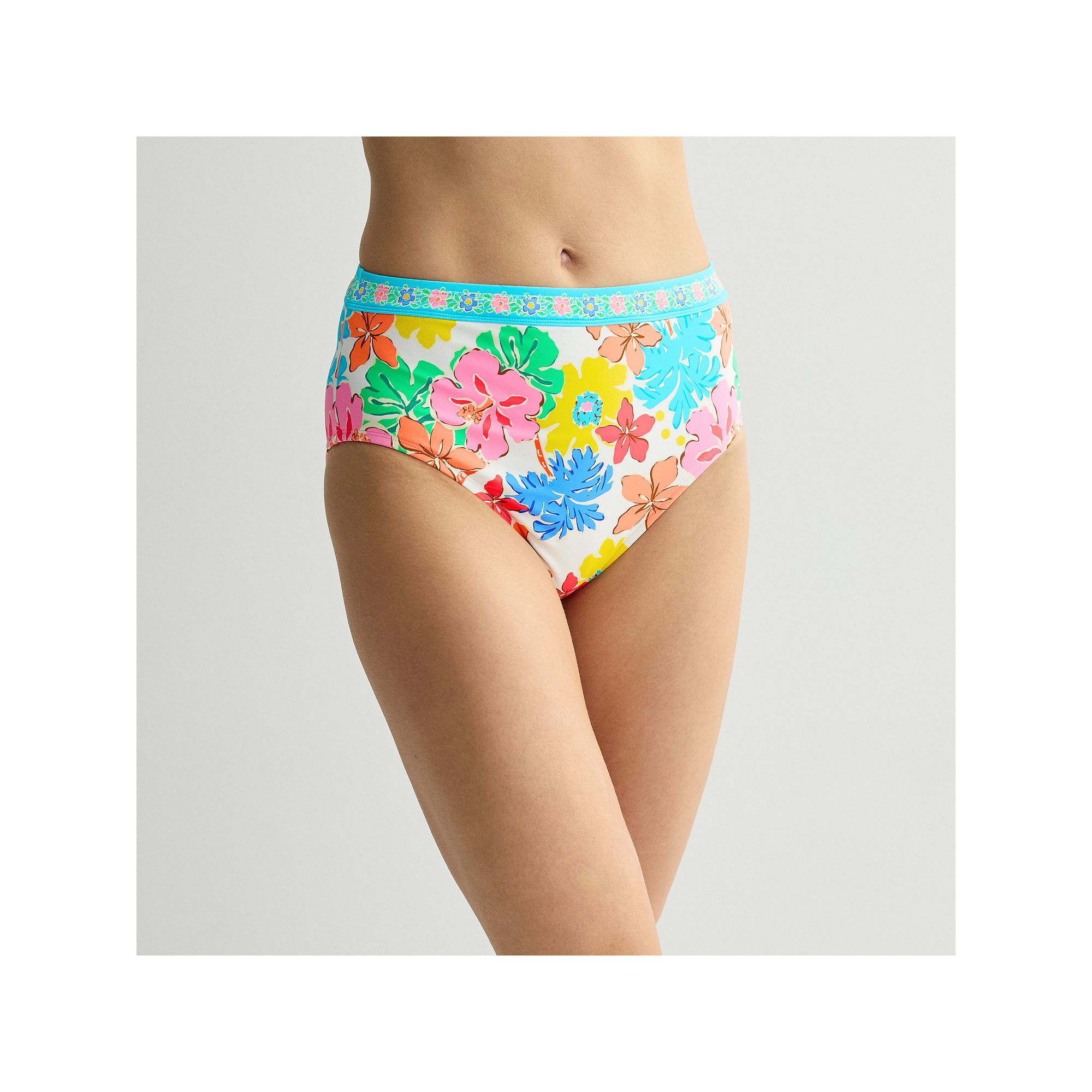 Womens Freshwater Banded High Leg Swim Bottoms, Size: XS, Blue Escape