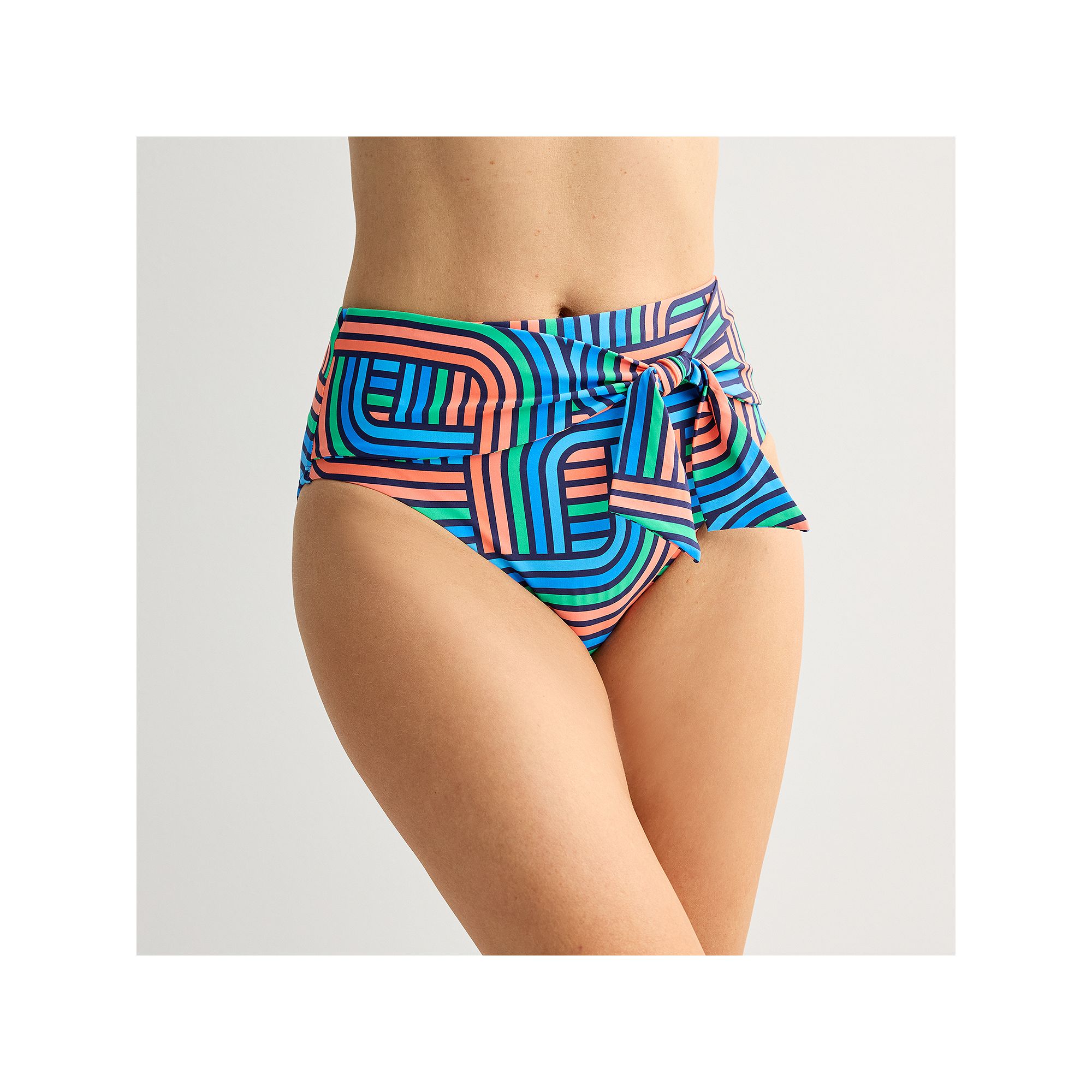Womens Freshwater Bow Tie High Waist Swim Bottoms, Size: XS, Regata Stripe