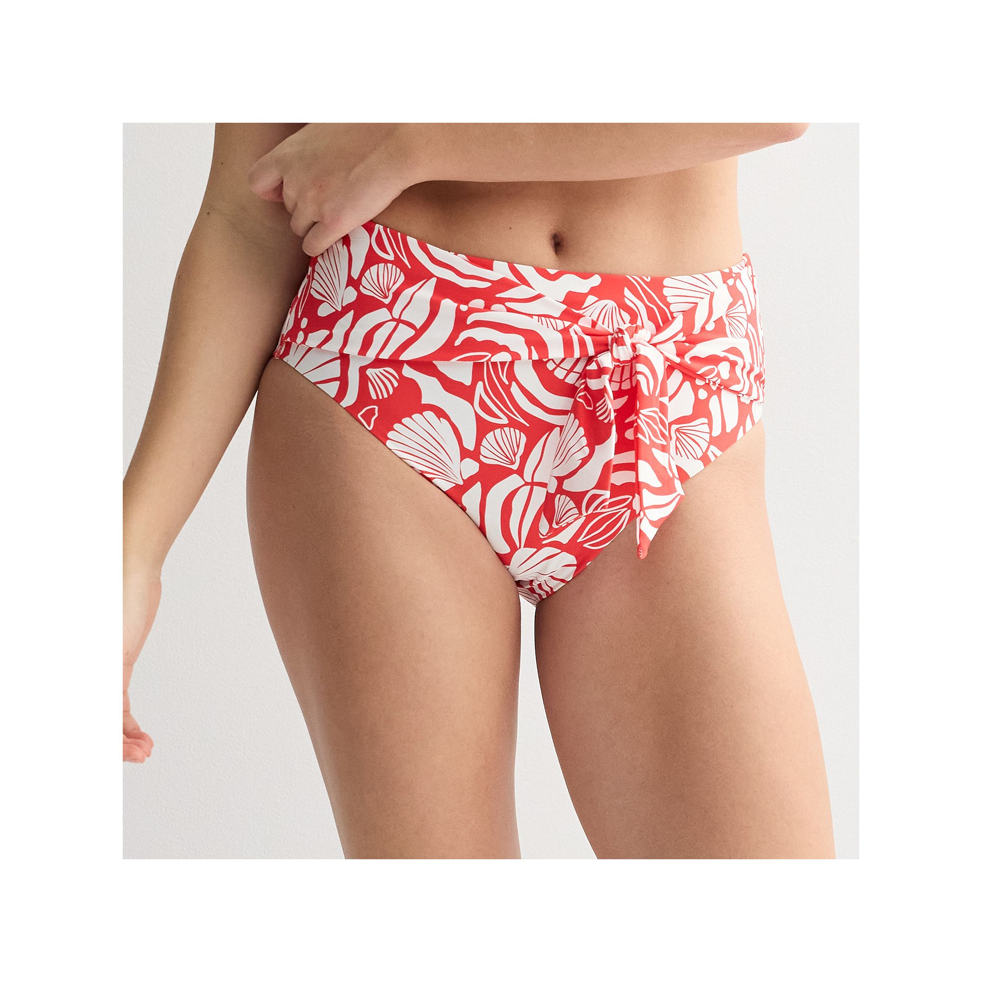 Womens Freshwater Bow Tie High Waist Swim Bottoms, Size: XS, White By The