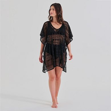 Women's Freshwater Belted Crochet Tunic Swim Cover Up