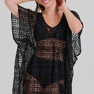 Women's Freshwater Belted Crochet Tunic Swim Cover Up