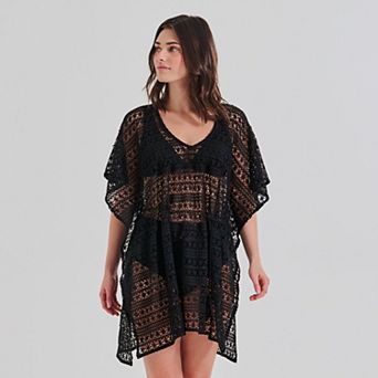 Women's Freshwater Belted Crochet Tunic Swim Cover Up