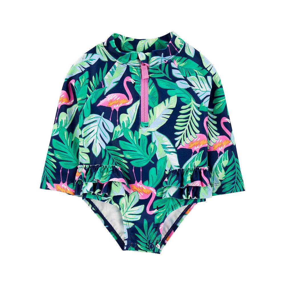 Carter's 3pc Kid Girl Flamingo Rashguard & Bikini Swimsuit