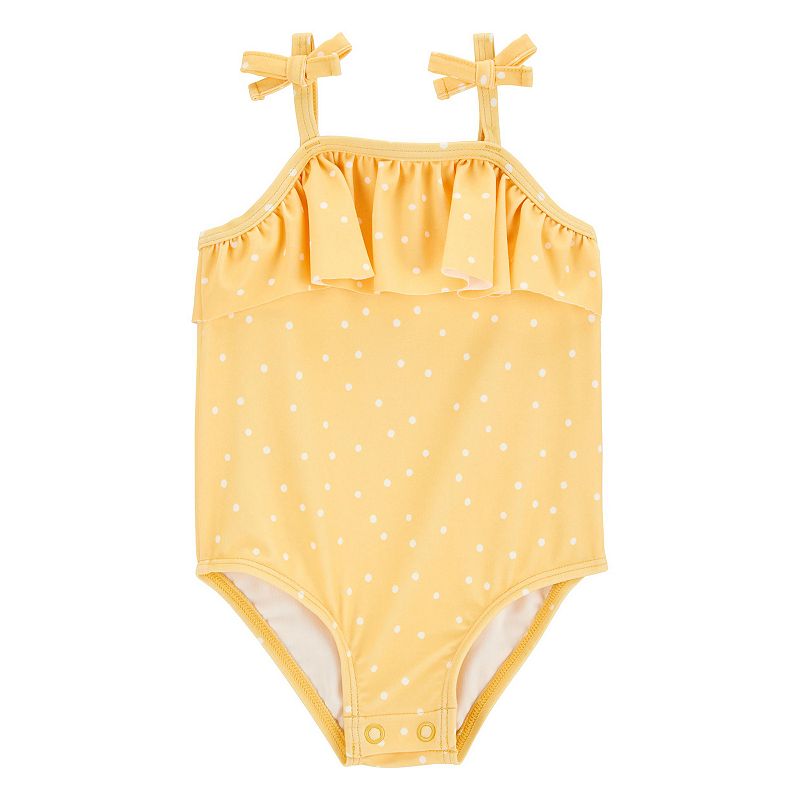 Baby Girl Carter's Polka Dot Ruffle One-Piece Swimsuit, Girl's, Size: 3 Months, Gold Dot