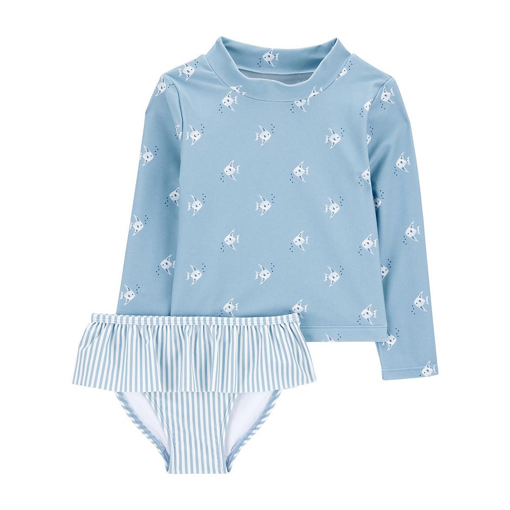 Toddler Girls Carter's 2-Piece Fish Print Rashguard and Swim Bottoms Set