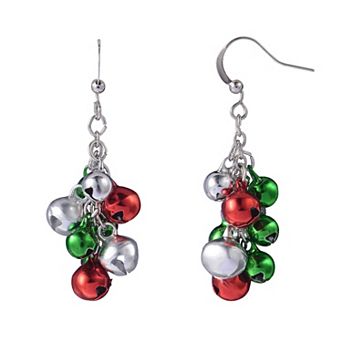 Celebrate Together™ Silver Tone Red, Green & Silver Jingle Bell Linear Earrings