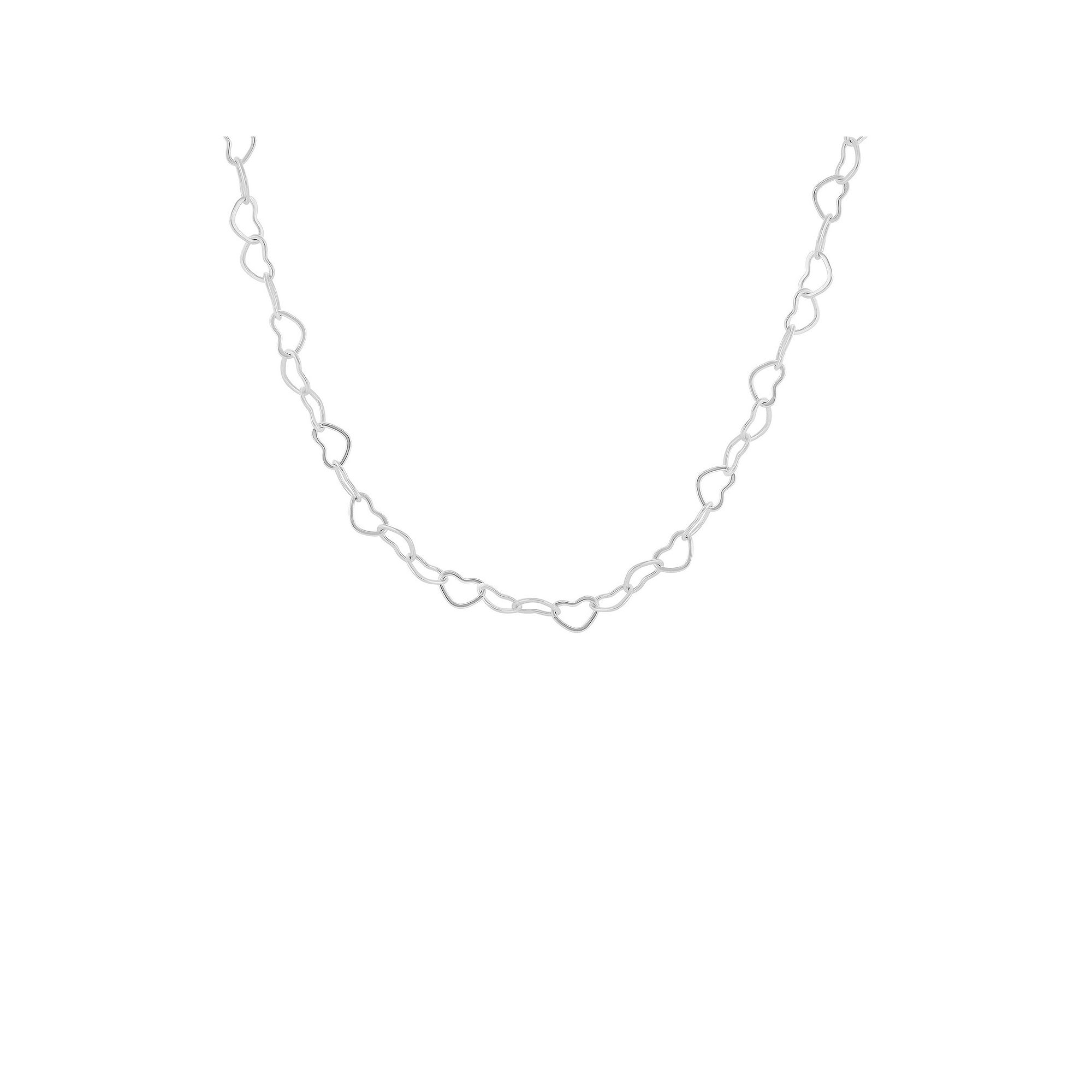 PRIMROSE Open Heart Link Chain Necklace, Womens, Size: 18, Silver Tone