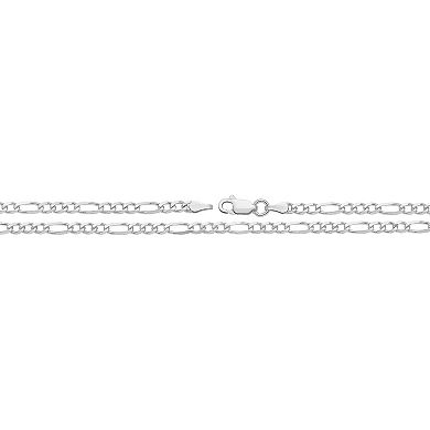 PRIMROSE Fine Silver Plated Figaro Chain Necklace