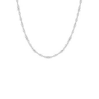PRIMROSE Fine Silver Plated Polished Beads Station Singapore Chain Necklace