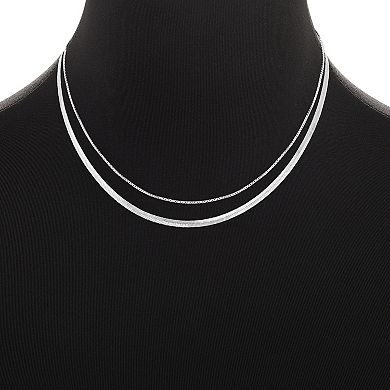 PRIMROSE Box Chain & Herringbone Chain Necklace Duo Set