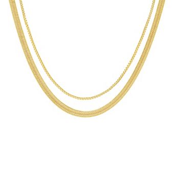PRIMROSE Box Chain & Herringbone Chain Necklace Duo Set