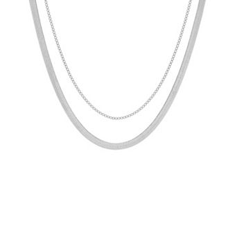 PRIMROSE Box Chain & Herringbone Chain Necklace Duo Set