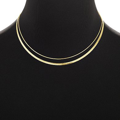PRIMROSE Herringbone Chain and Square Snake Chain Necklace Set