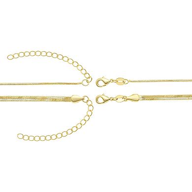 PRIMROSE Herringbone Chain and Square Snake Chain Necklace Set