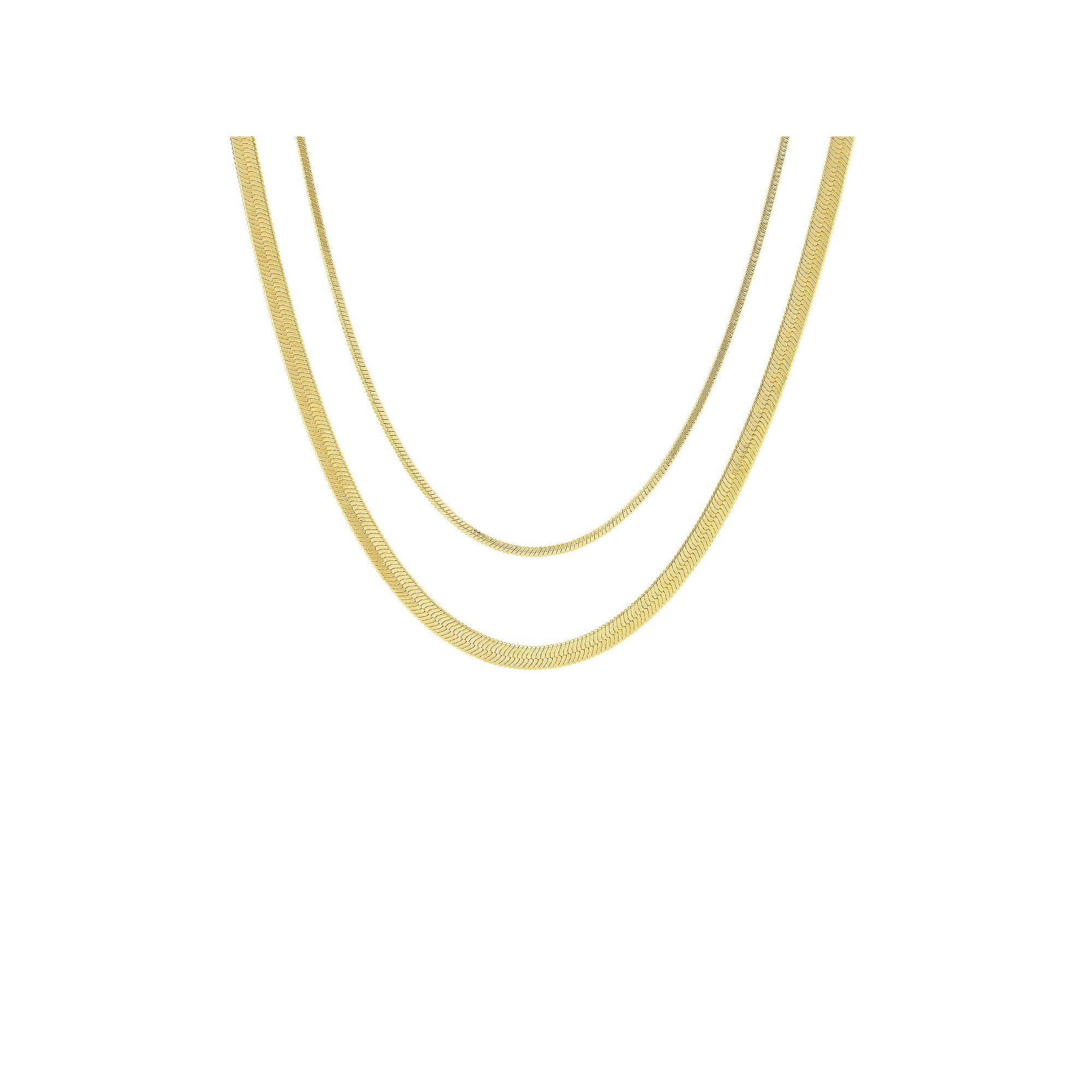 PRIMROSE Herringbone Chain & Square Snake Chain Necklace Set, Womens, Siz