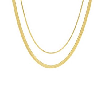 PRIMROSE Herringbone Chain & Square Snake Chain Necklace Set