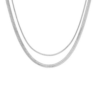 PRIMROSE Herringbone Chain & Square Snake Chain Necklace Set