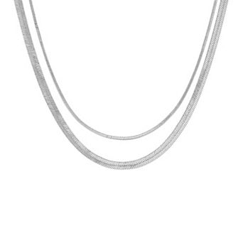 PRIMROSE Herringbone Chain & Square Snake Chain Necklace Set