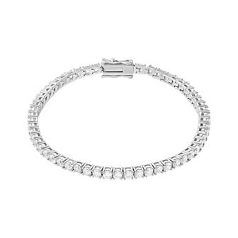 PRIMROSE Fine Silver Plated Cubic Zirconia Tennis Bracelet