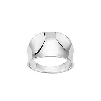 PRIMROSE Fine Silver Plated Polished Concave Band Ring