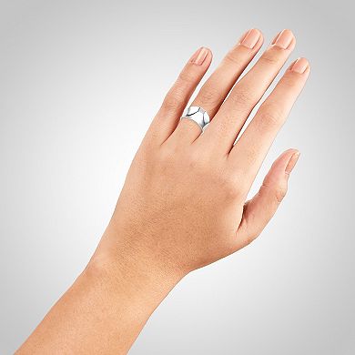 PRIMROSE Fine Silver Plated Polished Concave Band Ring