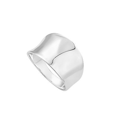 PRIMROSE Fine Silver Plated Polished Concave Band Ring