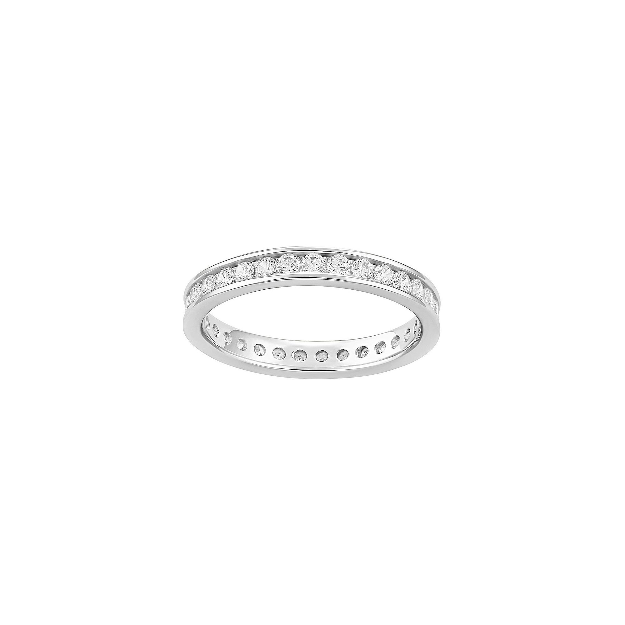 PRIMROSE Cubic Zirconia Channel Band Ring, Womens, Size: 6, Silvertone Whi
