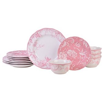 222 Fifth Adelaide Blush 12 pc Dinnerware Set