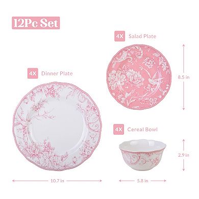 222 Fifth Adelaide Blush 12-pc. Dinnerware Set