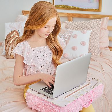 Make It Real 3C4G Pink & Gold Deluxe Faux Fur Lap Desk