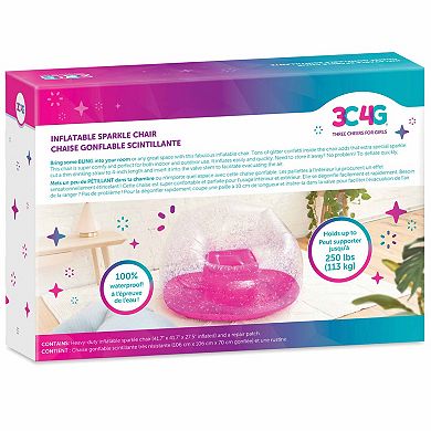 Make It Real 3C4G Pink Glitter Confetti Inflatable Chair