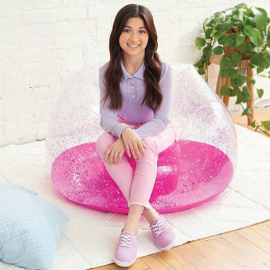 Make It Real 3C4G Pink Glitter Confetti Inflatable Chair