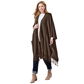 Woman Within Plus Size Fringed Cape