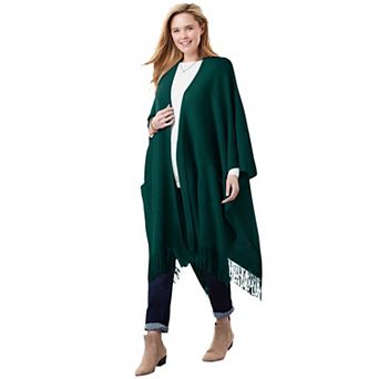 Woman Within Plus Size Fringed Cape