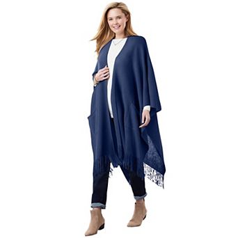 Woman Within Plus Size Fringed Cape