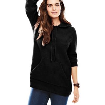 Woman Within Plus Size Shaker Sweater Pullover Hoodie