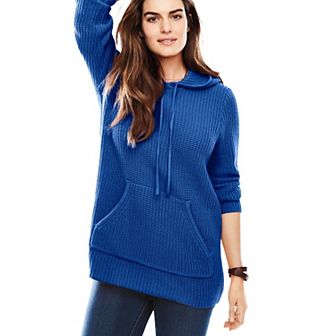 Woman Within Plus Size Shaker Sweater Pullover Hoodie