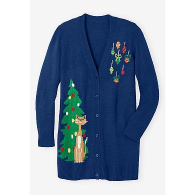 Woman Within Plus Size Holiday Cardigan