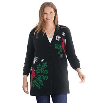 Woman Within Plus Size Holiday Cardigan