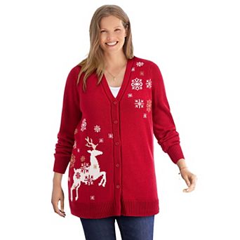 Woman Within Plus Size Holiday Cardigan
