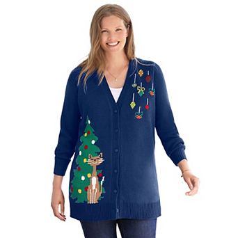 Woman Within Plus Size Holiday Cardigan