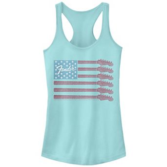 Juniors' Fender Guitar USA Flag Racerback Tank Top