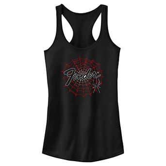 Juniors' Fender Spider Web Logo Racerback Tank Top